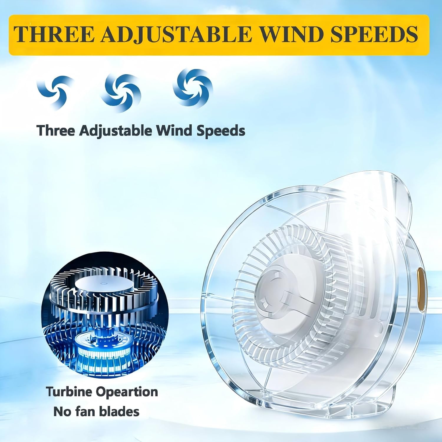 Portable Silent Mini Bladeless Electric Fan Clip-On,3-Speed Rotatable Hands-Free Clip-On Fan for Shirt and Waist,Portable Mini Bladeless Fan Clip-On,For Outdoor & Travel & Office & Indoor
