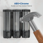 3 Chamber Wall-Mounted Shower Dispenser No Drill Large Capacity Bathroom Organizer