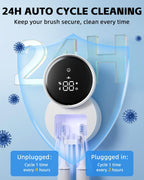 UV Toothbrush Sanitizer and Holder,  Smart Tooth Brush Holders for Bathroom, Toothbrush Wall-Mounted Cleaner Organizer with Auto-Inductive Cover Fits Electric, Manual Toothbrushes for Home