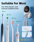 UV Toothbrush Sanitizer and Holder,  Smart Tooth Brush Holders for Bathroom, Toothbrush Wall-Mounted Cleaner Organizer with Auto-Inductive Cover Fits Electric, Manual Toothbrushes for Home