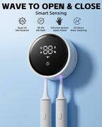 UV Toothbrush Sanitizer and Holder,  Smart Tooth Brush Holders for Bathroom, Toothbrush Wall-Mounted Cleaner Organizer with Auto-Inductive Cover Fits Electric, Manual Toothbrushes for Home