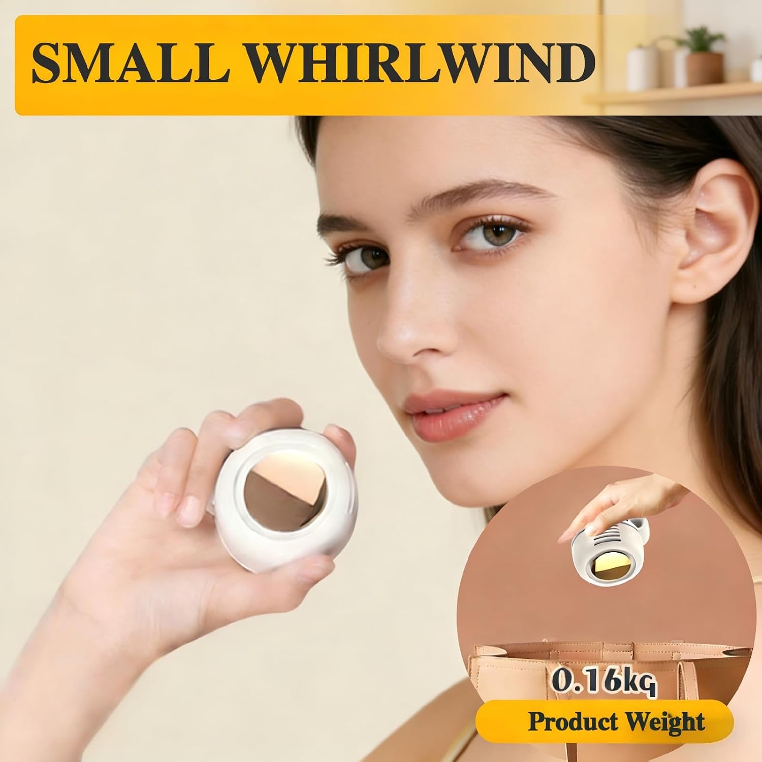 Portable Silent Mini Bladeless Electric Fan Clip-On,3-Speed Rotatable Hands-Free Clip-On Fan for Shirt and Waist,Portable Mini Bladeless Fan Clip-On,For Outdoor & Travel & Office & Indoor